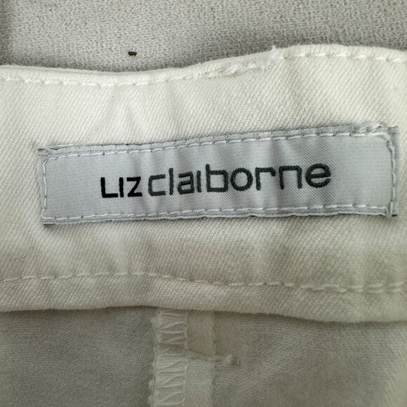Liz Claiborne Womens White Stretch Pants Size 14 Cotton Blend - Picture 4 of 6